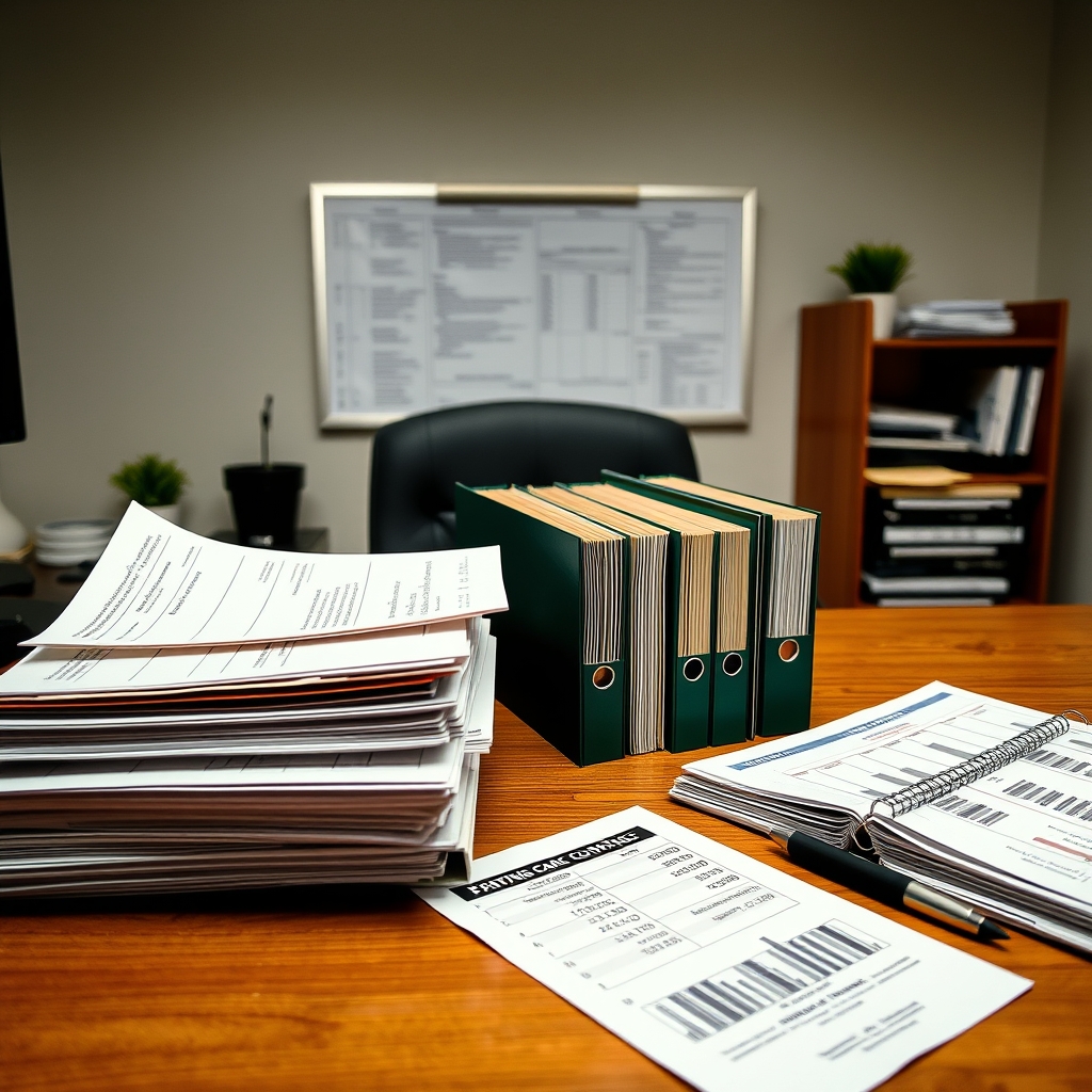 Organized financial documents and folders on a clean desk